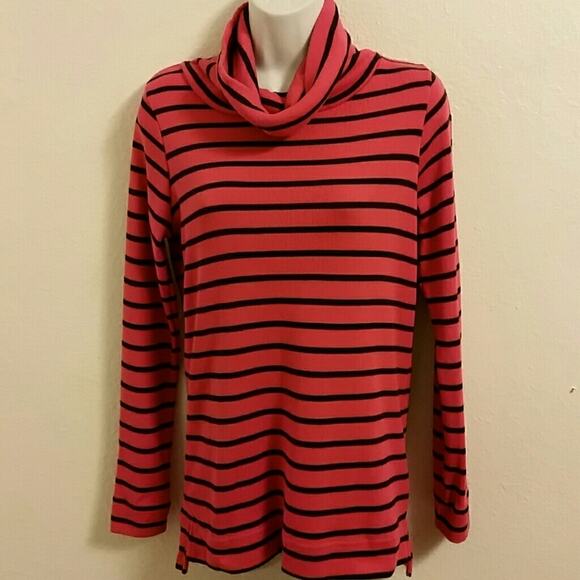 L.L.Bean Striped Pure Cotton Turtleneck. XS - Picture 1 of 4